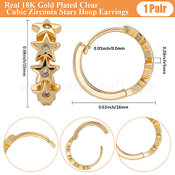 1 Pair Brass Clear Cubic Zirconia Star Hoop Earrings&nbsp;EJEW-BBC0002-13