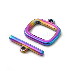 イオンプレーティング（IP）304ステンレススチールマンテル  長方形  虹色  矩形：13.5x14x2mm  穴：1.4mm  6.5x9.5mm内径  バー：16.5x5x2mm  穴：1.2mm&nbsp;STAS-F290-02MC