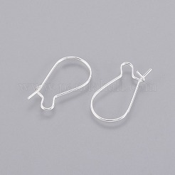 真鍮製フープピアスキドニーフックピアスフープ  銀色のメッキ  18ゲージ  20x10mm  ピン：1mm&nbsp;KK-G184-S
