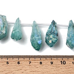 電気メッキ天然石クオーツクリスタルビーズ連売り  トップドリルビーズ  ティアドロップ  ティール  24~31x6~15x4~10mm  穴：1.5mm  約25個/連  14.3インチ&nbsp;G-G890-A-11