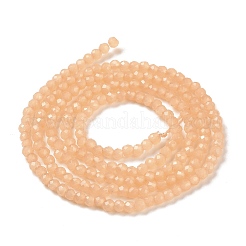 ガラス模造翡翠ビーズ連売り  多面カットラウンド  小麦  2x2mm  穴：0.6mm  約160~178個/連  13.58 ~14.17インチ（34.5~36cm）&nbsp;GLAA-H021-05-02