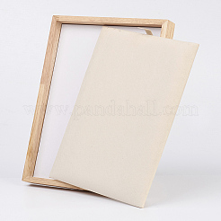 木製のネックレスディスプレイ  フェイクスエードと  長方形  桃パフ  19x9.7x24cm&nbsp;NDIS-E020-03