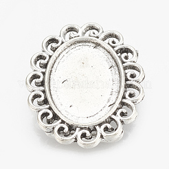 Tibetan Style Alloy Slide Charms Cabochon Settings&nbsp;TIBEB-R068-23AS-LF