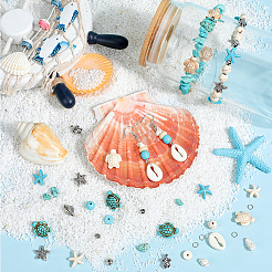 DIY Ocean Theme Synthetic Turquoise & Alloy Jewelry Making Findings Beads Kits&nbsp;DIY-SC0027-41