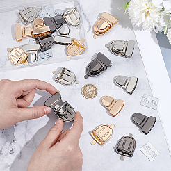 12個 3色 鉄製バッグタックロック留め金  ハンドバッグのサムロック  ミックスカラー  4.2x3x1.3cm  4個/カラー&nbsp;FIND-NB0006-31