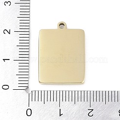 304ステンレスペンダント  ラインストーン付き  月と星のチャーム付き長方形  14KGP本金メッキ  21.5x15.5x2mm  穴：1.6mm&nbsp;STAS-L022-422G