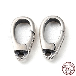 タイスターリングシルバーカニカン925個  スタンプ925個付き  アンティークシルバー  10x5.5x2mm  穴：1mm&nbsp;STER-D003-07AS