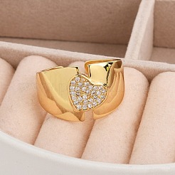 Rack Plating Brass Micro Pave Clear Cubic Zirconia Cuff Rings for Women&nbsp;RJEW-M028-113G