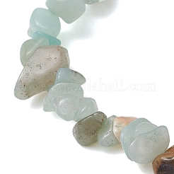 Natural Flower Amazonite Chip Beaded Stretch Bracelets for Women Men&nbsp;BJEW-JB10665-01