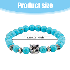 4Pcs 4 Styles Natural & Synthetic Mixed Gemstone & Glass & Alloy Owl Beaded Stretch Bracelets Set for Women&nbsp;BJEW-FI0001-04