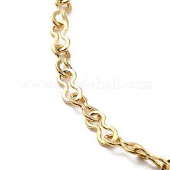 女性用304ステンレススチールインフィニティリンクチェーンブレスレット  ゴールドカラー  6-1/2インチ（16.5cm）&nbsp;BJEW-B064-09G