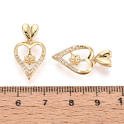 Brass Micro Pave Cubic Zirconia Cup Pearl Peg Bails Pin Pendants&nbsp;KK-T079-54G