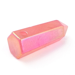 電気メッキ天然石英尖端ペンダント  多面カット  染め  弾丸  39x15x14mm  穴：3mm&nbsp;G-B017-01