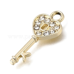 UVメッキ合金クリスタルラインストーンペンダント  キーホルダーキー  ゴールドカラー  25x10.5x2mm  穴：3mm&nbsp;RB-CBAD37D-13G