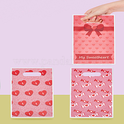 50Pcs 4 Styles Valentine's Day Heart Plastic Packaging Bags with Die Hole Handle&nbsp;ABAG-LP0001-56