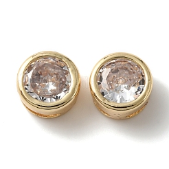 Rack Plating Brass Micro Pave Cubic Zirconia Slide Charms&nbsp;X-KK-C020-13LG