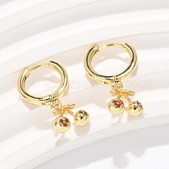 Brass Cubic Zirconia Hoop Earrings&nbsp;EJEW-Q015-01G-B