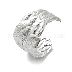 女性用304ステンレススチールカフバングル  葉  ステンレス鋼色  内径：2-1/4インチ（5.8~5.85cm）&nbsp;BJEW-Z096-03P