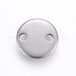 変色しにくい201ステンレススチールリンクコネクター  フラットラウンド  文字.t  ステンレス鋼色  10x1mm  穴：1.5mm&nbsp;STAS-H465-01P-10mm-T