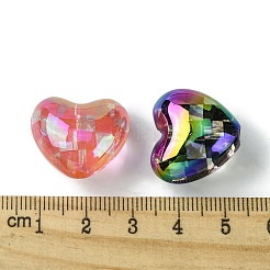 UVメッキ透明アクリルビーズ  多面カットハート  ミックスカラー  19.5x21.5x13mm  穴：2mm&nbsp;OACR-B017-01