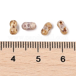 ピカソガラスシードビーズ  丸い穴  ピーナッツ  バリーウッド  6x3~3.5x3mm  穴：1.1mm  110個/セット&nbsp;SEED-Q038-02C