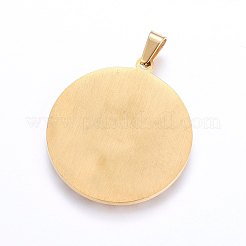 304ステンレススチールジュエリーセット  ペンダントとスタッドのピアス  ラインストーンとプラスチックで  キューピッド/ケルビムとフラットラウンド  ゴールドカラー  ペンダント：33x30x2.5mm  ピアス：20x2.5mm  ピン：0.8mm&nbsp;SJEW-O091-16G