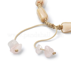 3Pcs 3 Style Natural Mixed Gemstone Cube Braided Bead Bracelets Set&nbsp;BJEW-TA00345