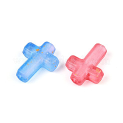 プラスチックビーズ  クロス  ツートン  金粉付き  ミックスカラー  15x12x4.5mm  穴：2mm  約1610個/500g&nbsp;KY-N025-03