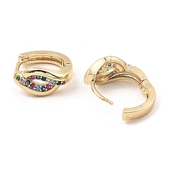 Brass with Colorful Cubic Zirconia Hoop Earrings&nbsp;EJEW-D078-33KCG