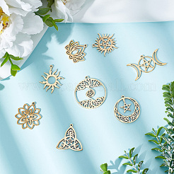 16Pcs 8 Style 304 Stainless Steel Pendants&nbsp;STAS-SC0003-92G