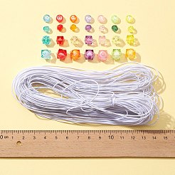 DIYキャンディーカラーブレスレット作りキット  キューブ＆ラウンド＆フラットラウンドアクリルビーズを含む  弾性コード  ミックスカラー  ビーズ：1050個/袋&nbsp;DIY-FS0003-27
