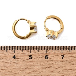Star 304 Stainless Steel Clear Cubic Zirconia Hoop Earrings&nbsp;EJEW-P344-01G