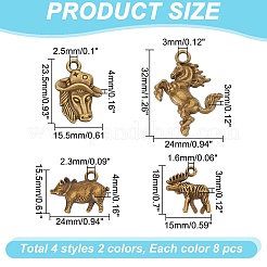 64Pcs 8 Styles Tibetan Style Alloy Pendants&nbsp;FIND-AR0005-03