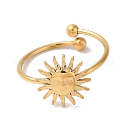 Ion Plating(IP) 304 Stainless Steel Sun Open Cuff Rings for Women&nbsp;RJEW-M167-09C-G