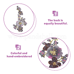 2Pcs 2 Colors Flower Pattern Polyester Computerized Embroidery Cloth Sew on Appliques&nbsp;PATC-NB0001-13B
