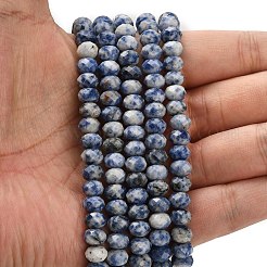 天然ブルースポットジャスパービーズ連売り  多面カット  ロンデル  8x5.5mm  穴：1.2mm  約69個/連  15.16''（38.5センチメートル）&nbsp;G-Z111-A32