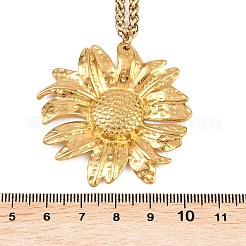 304ステンレススチール製ひまわりペンダント喜平チェーンネックレス  イオンプレーティング（ip）  18KGP本金メッキ  18.11インチ（46cm）&nbsp;NJEW-P344-02G