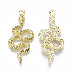 ラックメッキ合金ペンダント  カドミウムフリー＆鉛フリー  ヘビ  ライトゴールド  42x19x3mm  穴：2mm&nbsp;PALLOY-S132-159-RS