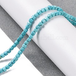 天然石ハウライトビーズ連売り  染め  ファセットテーブルカットキューブ  シアン  2~2.5x2~2.5x2~2.5mm  穴：0.6mm  約149~179個/連  15.16~15.35''（38.5~39センチメートル）&nbsp;G-G001-A02-04