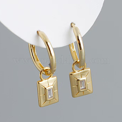 S925 Sterling Silver Rectangle Hoop Earrings Simple Geometric Fashion Accessory&nbsp;KF9307-1