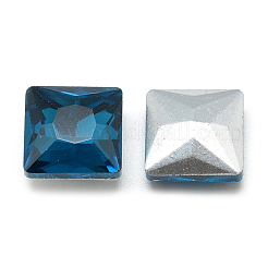 ポイントガラスラインストーンカボション  バックメッキ  多面カット  正方形  ティール  8x8x3.5mm&nbsp;RGLA-T027-8x8mm-15