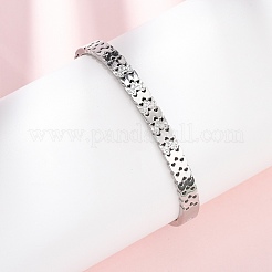 304ステンレススチール製マイクロパヴェキュービックジルコニアヒンジ付きバングル（女性用）  蝶  ステンレス鋼色  内径：2-1/4x1-7/8インチ（5.85x47.5cm）&nbsp;BJEW-Z146-02P