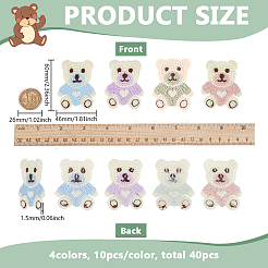 40Pcs 4 Colors Polyester Embroider Thread Iron on/Sew On Patches&nbsp;PATC-FG0003-16