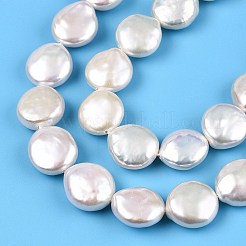 天然ケシパールビーズ連売り  養殖淡水パール  バロック真珠  フラットラウンド  乳白色  11.5~14.5x11~12.5x4.5~8mm  穴：0.6mm  約28~31個/連  14.96~15.35（38~39センチメートル）&nbsp;PEAR-S018-02I
