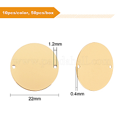 50個5スタイルの滑らかな真鍮リンク  2穴付き  フラットラウンド  ミックスカラー  22x0.4mm  穴：1.2mm  10個/スタイル&nbsp;KK-BC0002-14