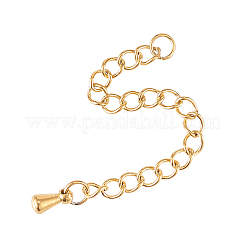 ステンレスアジャスターチェーン  カニカンとカーブチェーン付き  ゴールドカラー  50x3mm&nbsp;STAS-CJ0001-183G