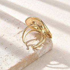 天然タイガーアイの指輪  女性用楕円形 304 ステンレススチール オープンカフリング  18KGP本金メッキ  オーバル：28x29.5mm  調整可能&nbsp;STAS-Z112-14G-01