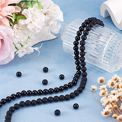 2 Strands 2 Styles Natural Black Onyx(Dyed & Heated) Beads Strands&nbsp;G-TA0003-52-8mm