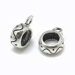 タイ 925 スターリングシルバー チューブベイル  ループベイル  ドーナツ  アンティークシルバー  11x8x4mm  穴：1.8mm  5mm内径&nbsp;X-STER-T002-17AS