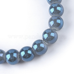 電気メッキガラスビーズセット  イミテーション翡翠  虹メッキ  ラウンド  ミックスカラー  5.5x6~6.5mm  穴：1mm  約136個/連  29.1インチ&nbsp;EGLA-Q062-6mm-E-M